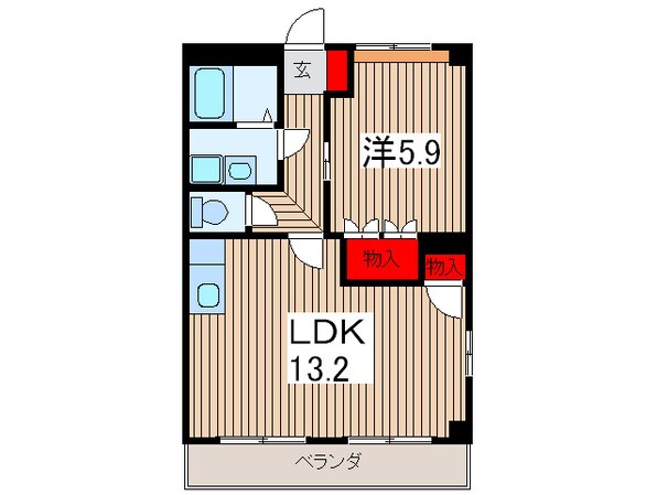 ウォ－タ－ミル参番館の物件間取画像